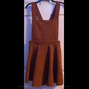 Brown Velvet Skirt Overalls